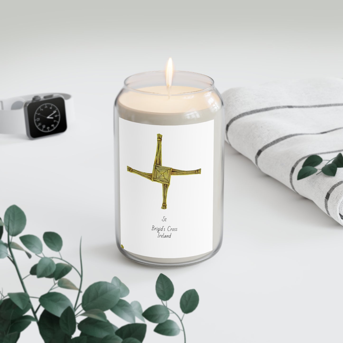 Irish St Brigid's Cross Scented Candle-average burn time 70-80 hours