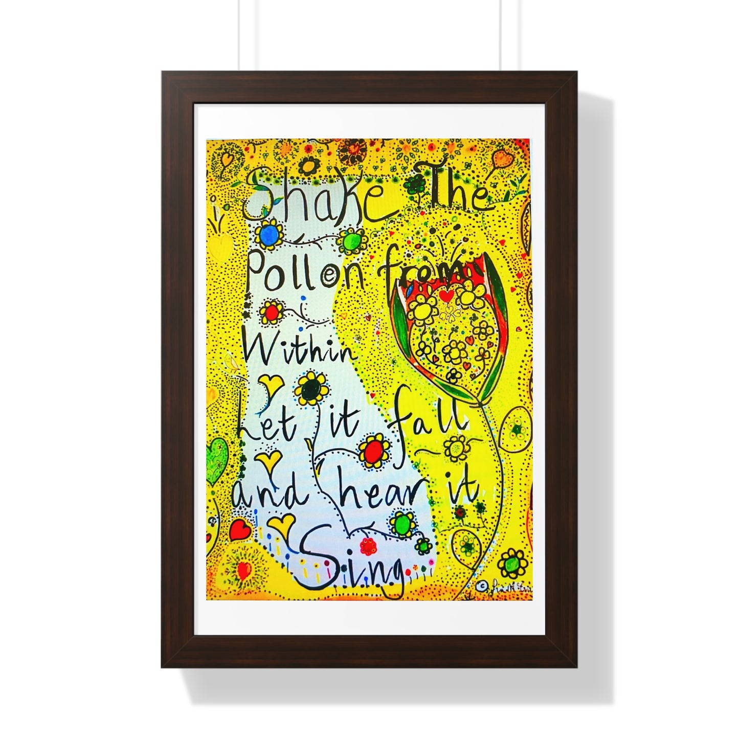 Framed poster -original picture and words  'Shake the pollen' by Fin Mc Crudden