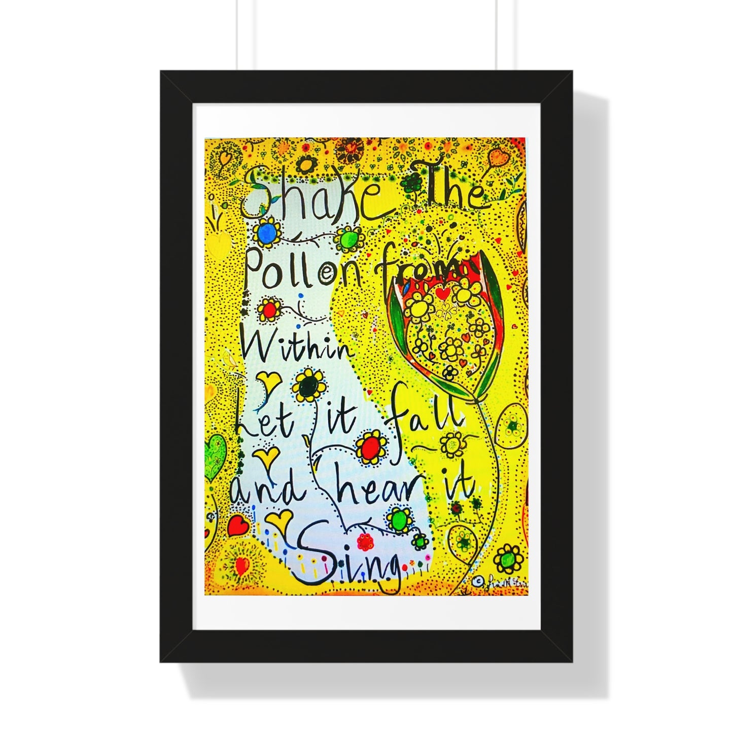 Framed poster -original picture and words  'Shake the pollen' by Fin Mc Crudden
