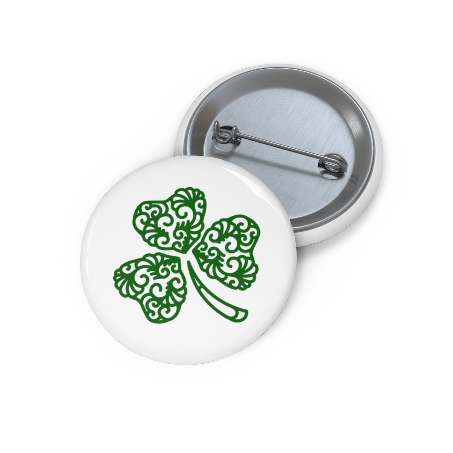 Pin Buttons - Irish Shamrock for good luck ,St Patricks or love of Irish family